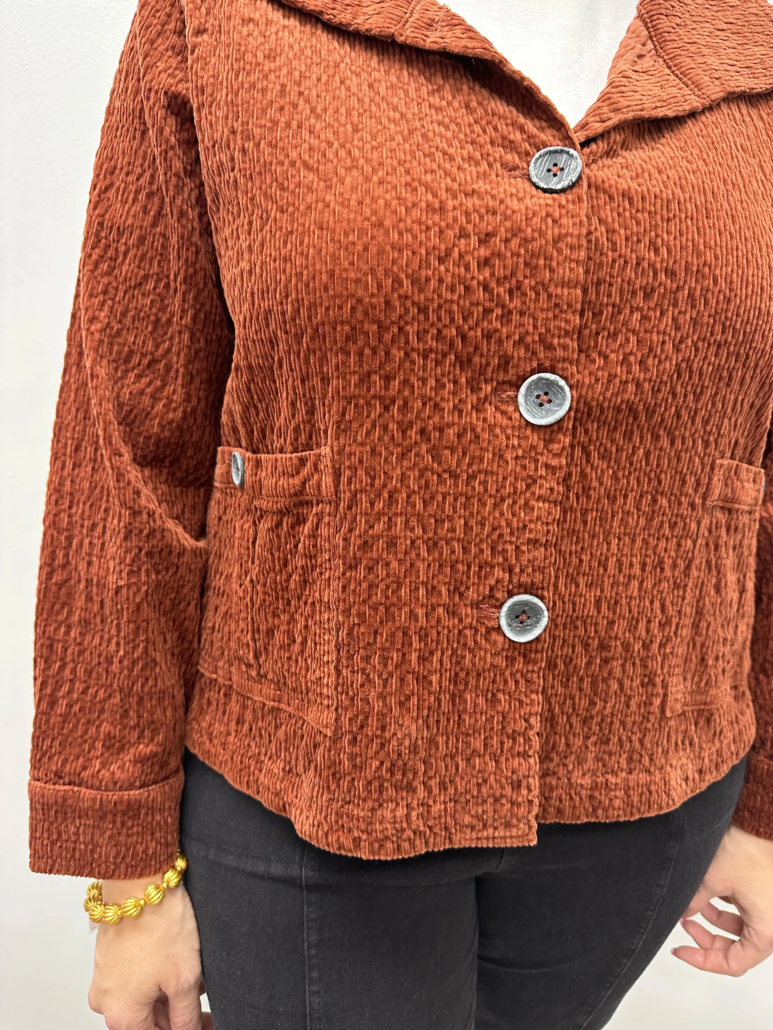 Rustic Stretch Cord Cargo Jacket - Ginger