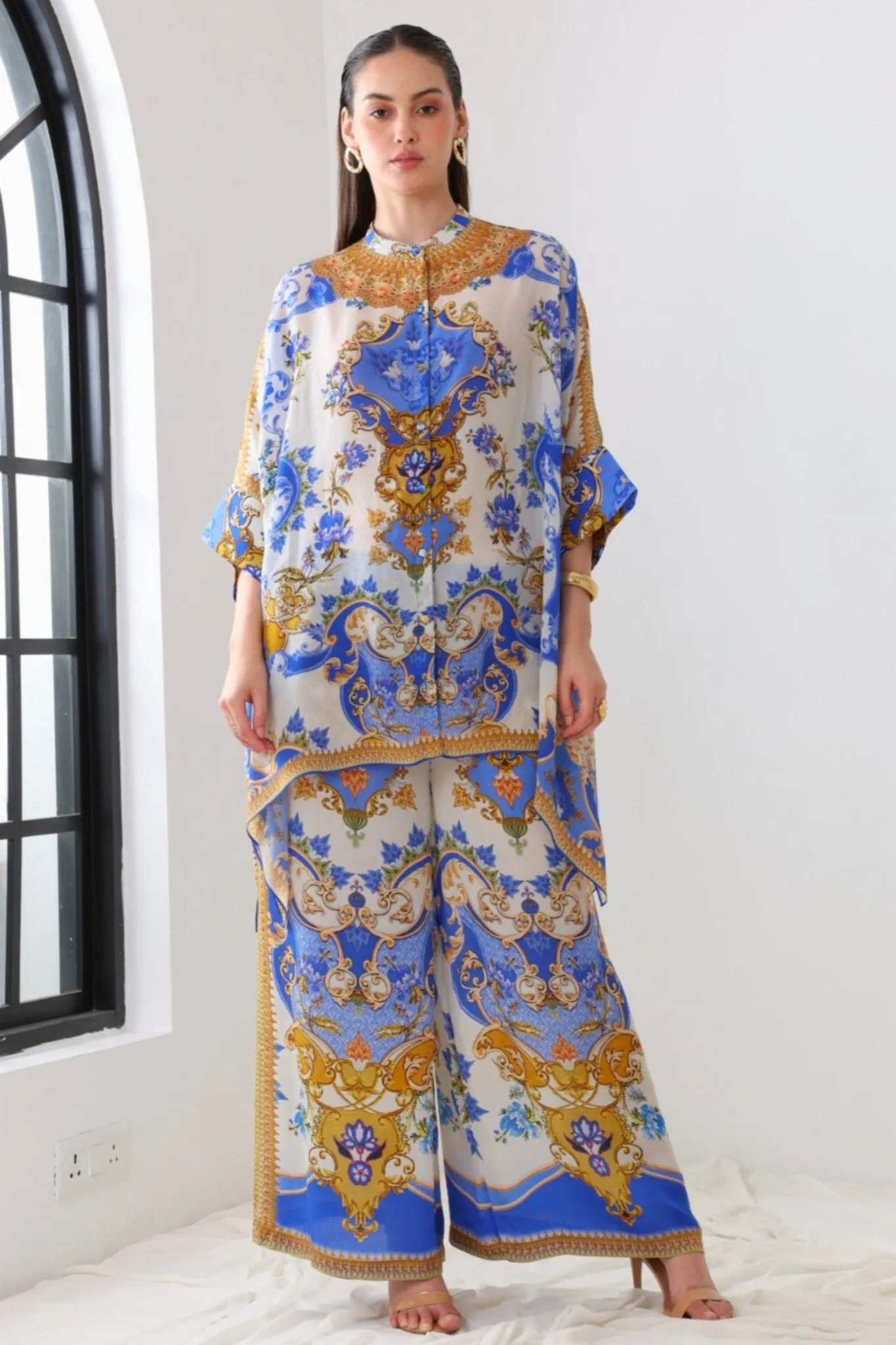 SANTORINI SUNRISE KAFTAN TOP W SLEEVES