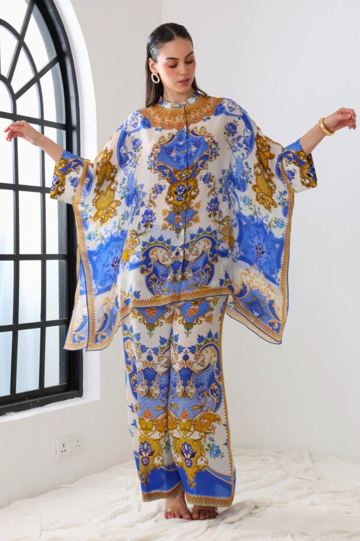SANTORINI SUNRISE KAFTAN TOP W SLEEVES