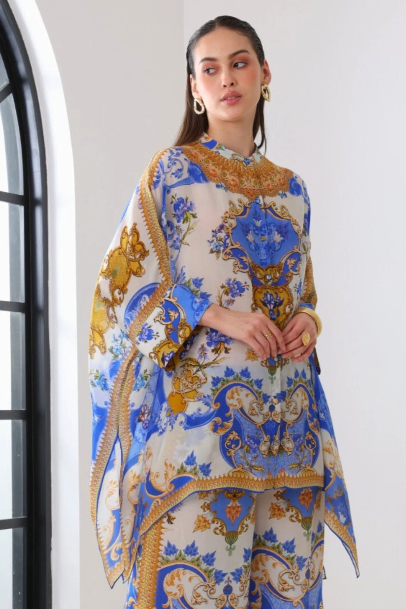 SANTORINI SUNRISE KAFTAN TOP W SLEEVES