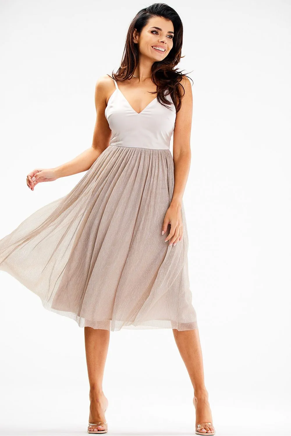 Satin Strapless Midi Dress