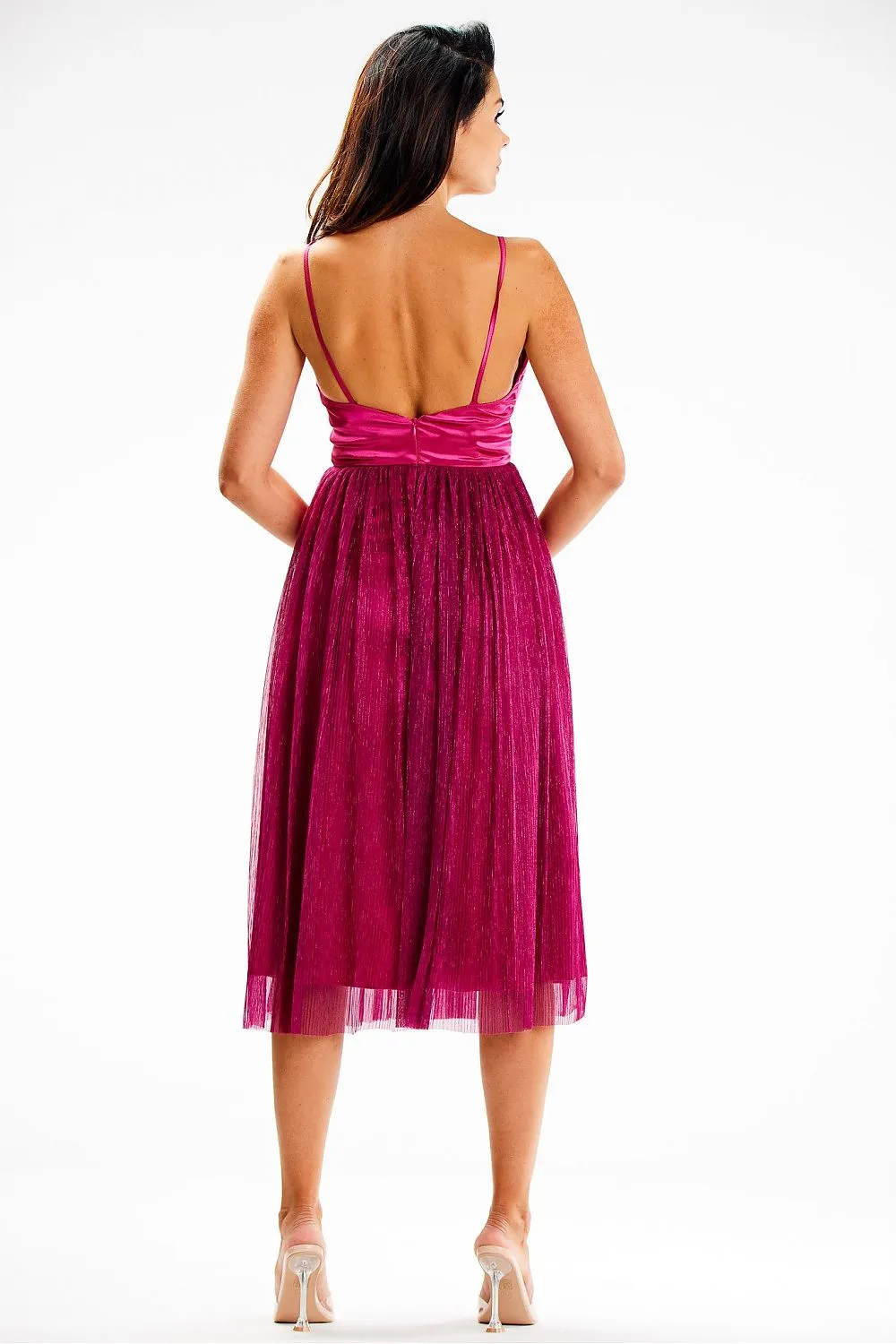 Satin Strapless Midi Dress
