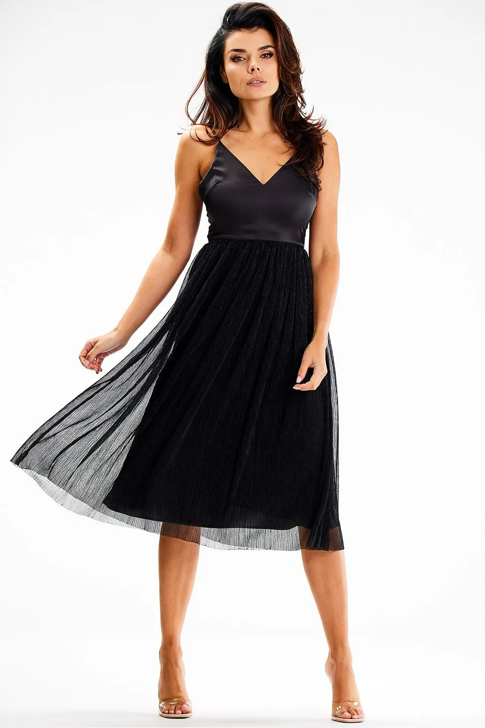 Satin Strapless Midi Dress