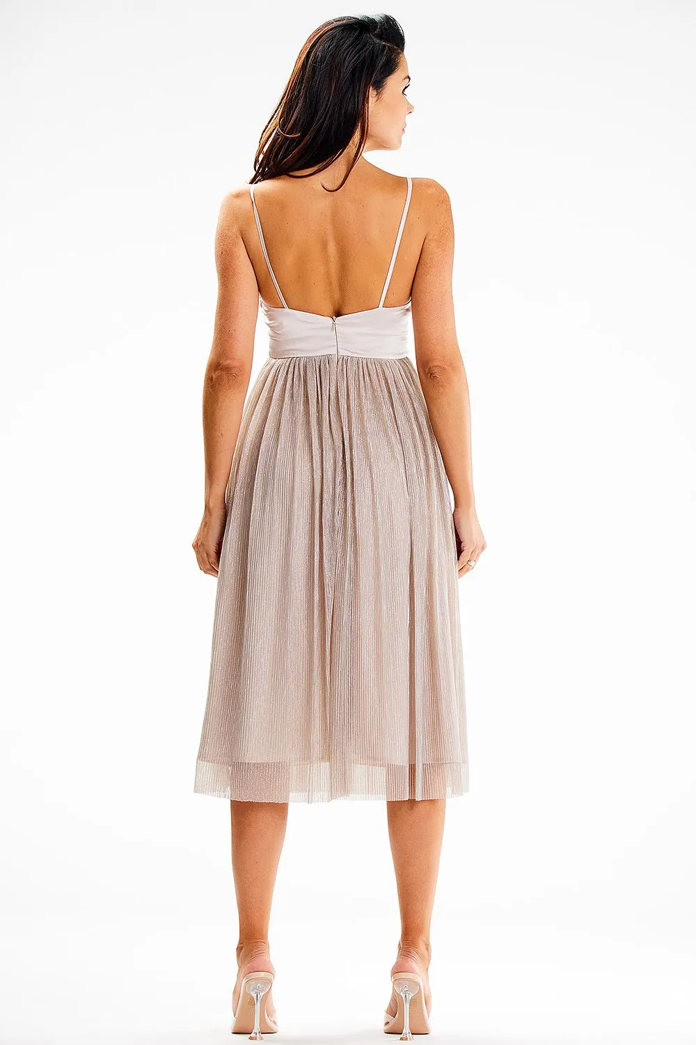 Satin Strapless Midi Dress