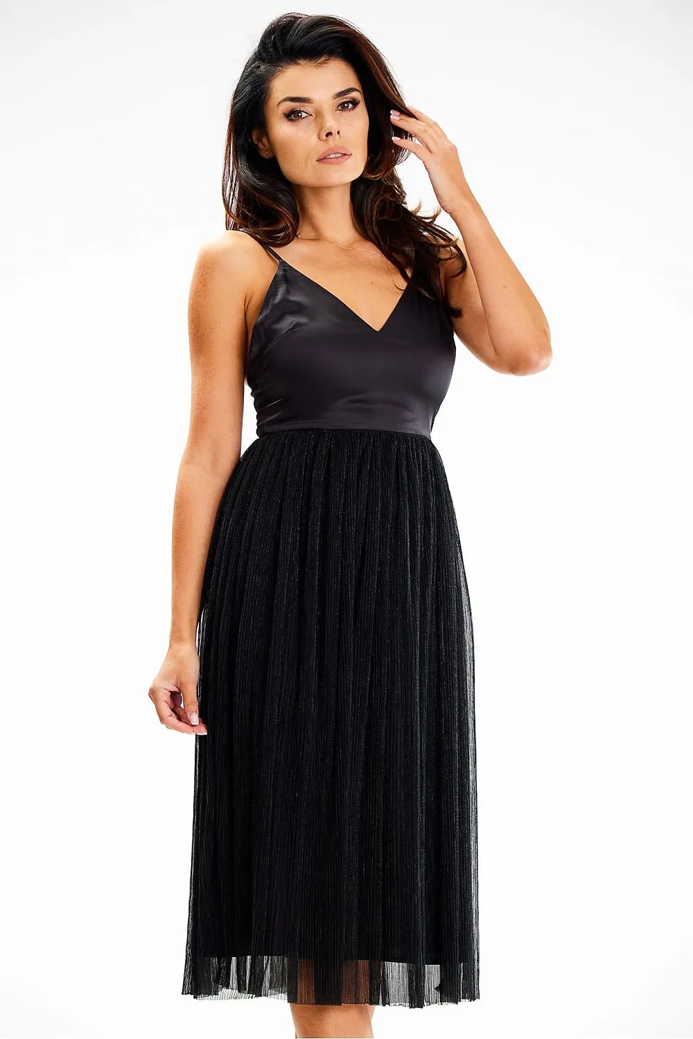 Satin Strapless Midi Dress