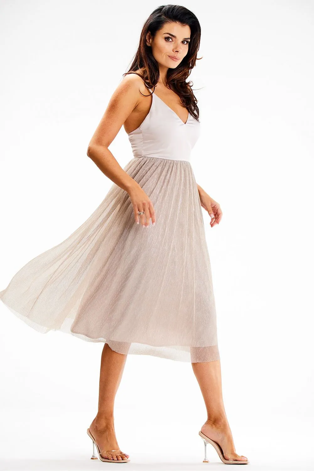 Satin Strapless Midi Dress