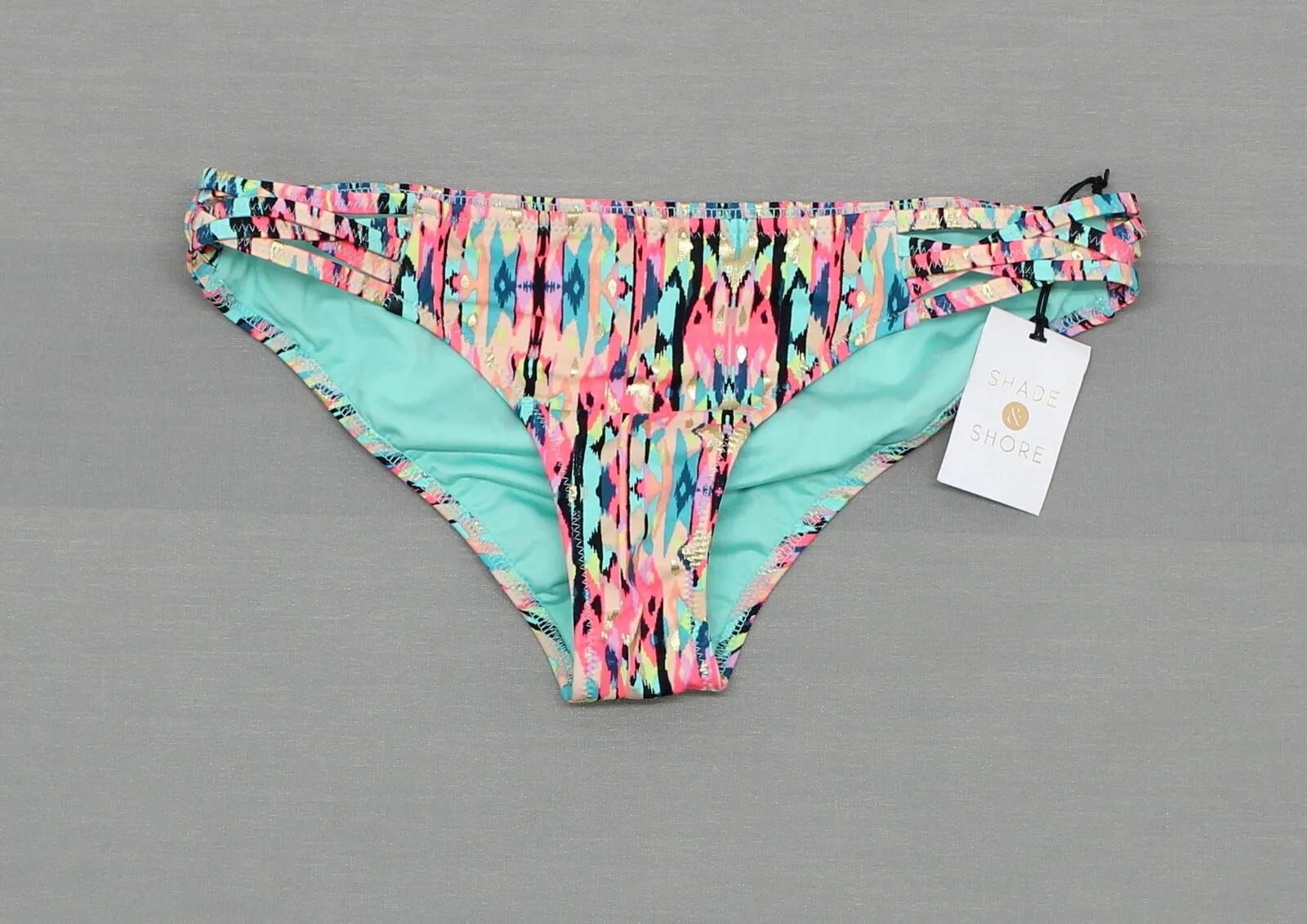 Shade & Shore Women's Cheeky Strappy Bikini Bright Multi-Color XS