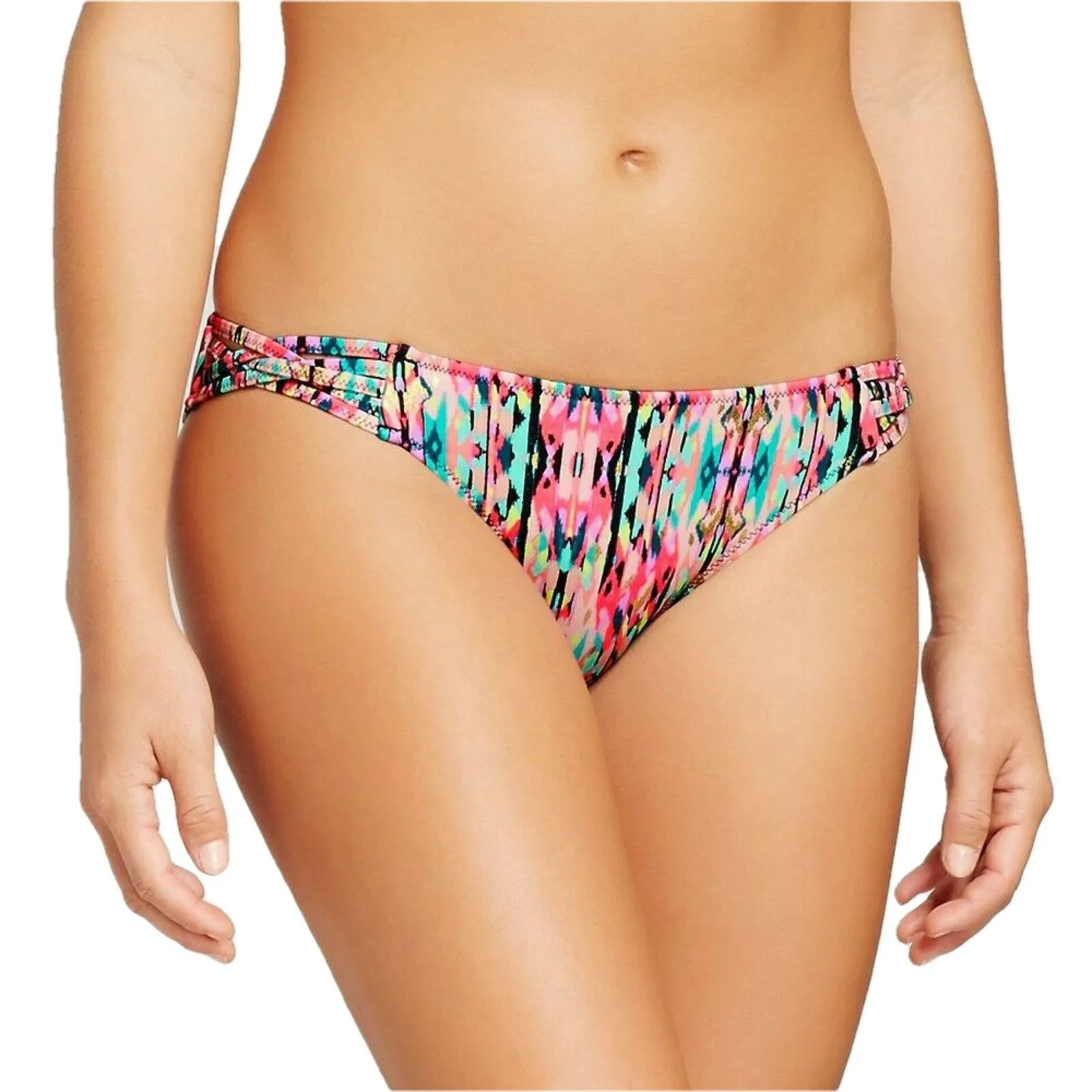 Shade & Shore Women's Cheeky Strappy Bikini Bright Multi-Color XS