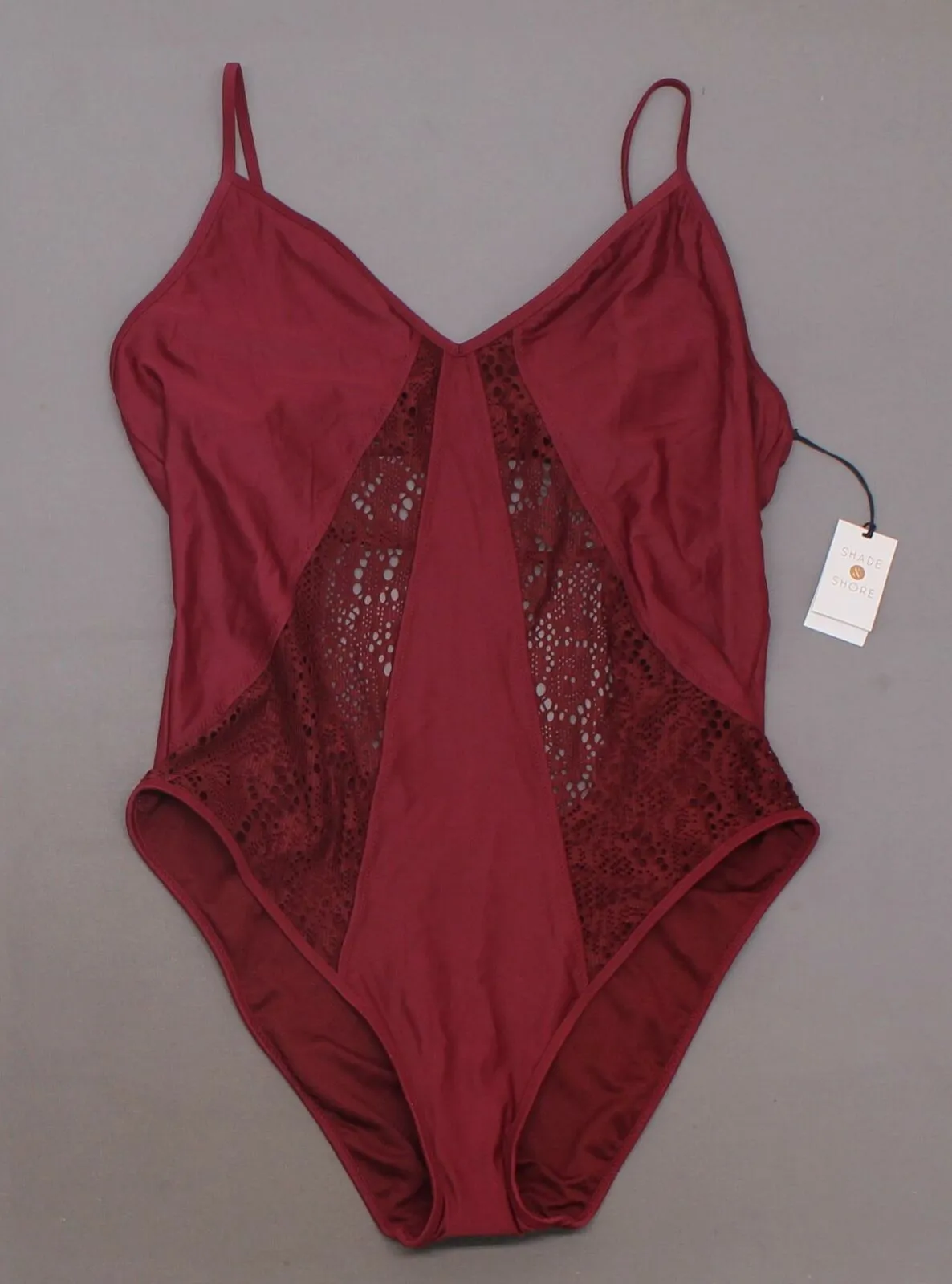 Shade & Shore Women's Crochet Inset One Piece Swimsuit. AF357O-Nopads