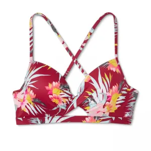 Shade & Shore Women's Floral Light Lift Cut Out Bikini Top
