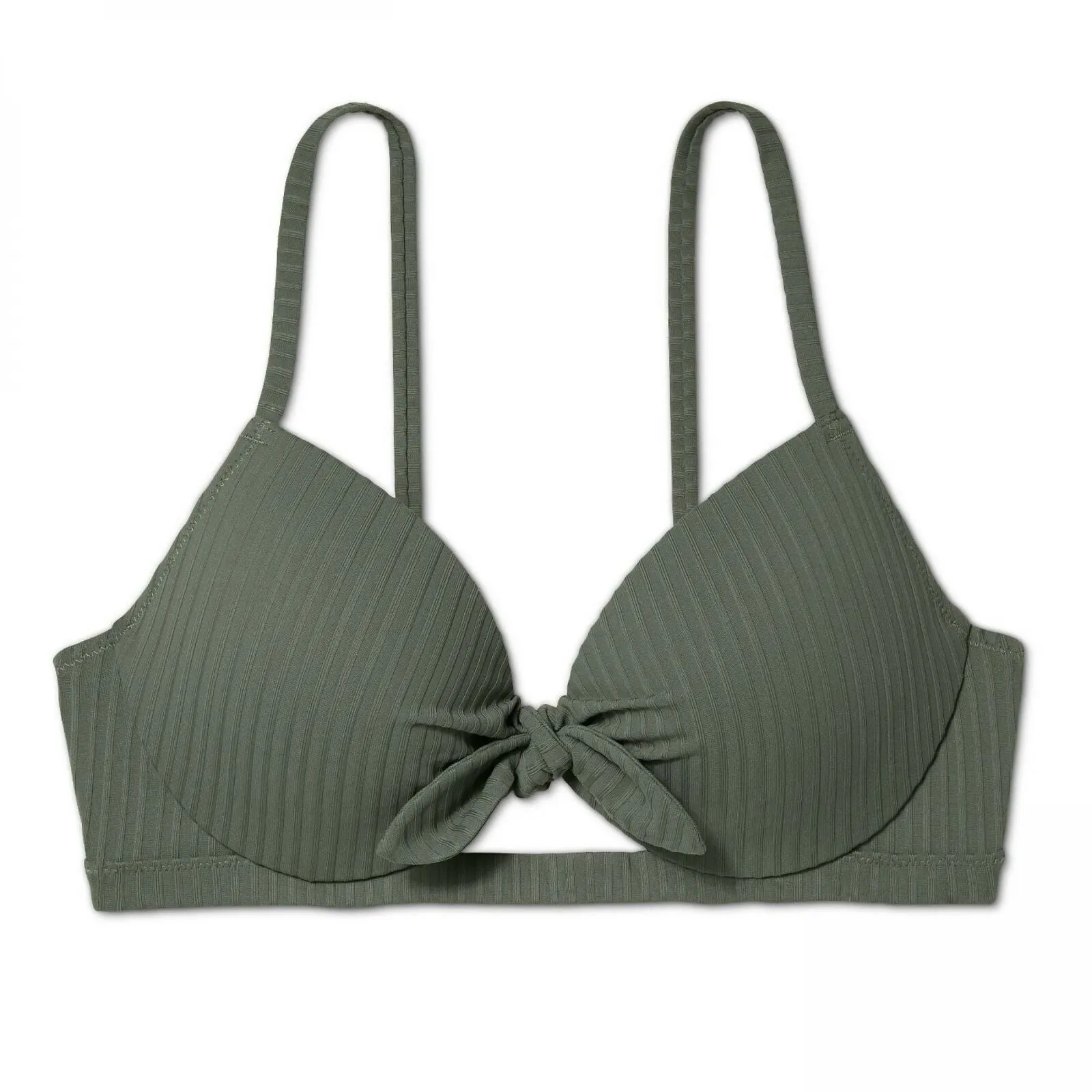 Shade & Shore Women's Light Lift Bow Front Ribbed Bikini Top