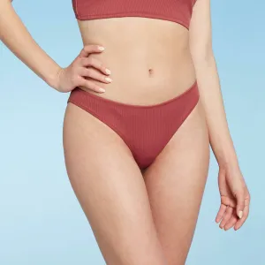 Shade & Shore Women's Ribbed Cheeky Bikini Bottom