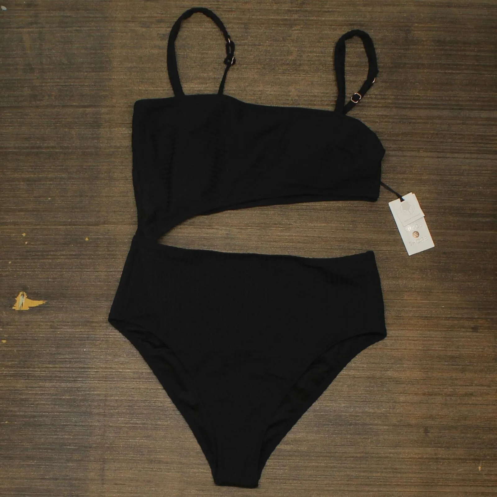 Shade & Shore Women's Ribbed Cut Out One Piece Swimsuit AF037