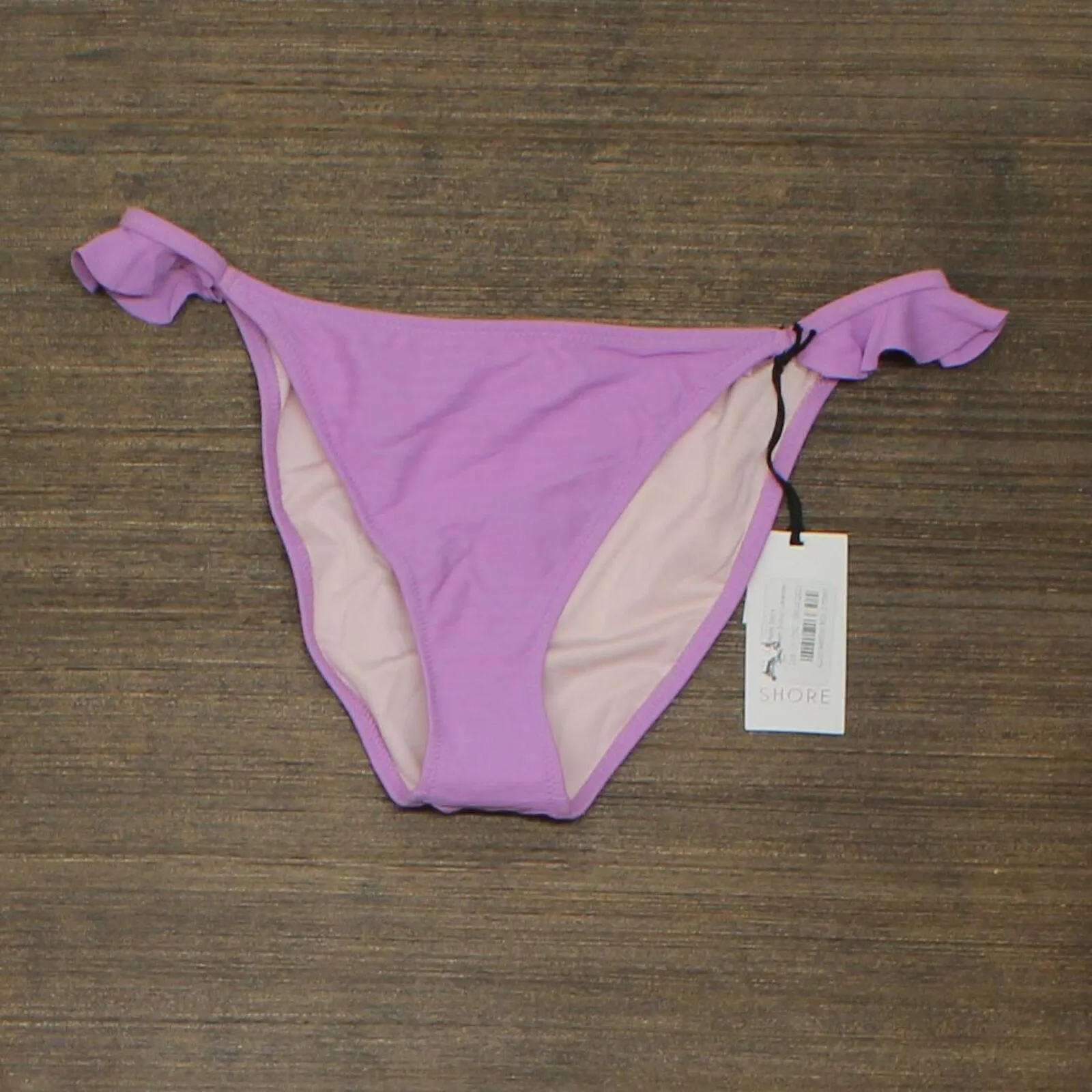 Shade & Shore Women's Ribbed Side Ruffle Cheeky Bikini Bottom AFP24