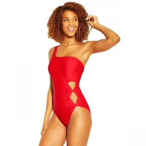 Shade & Shore Women's Side Twist Detail One Shoulder Piece Swimsuit