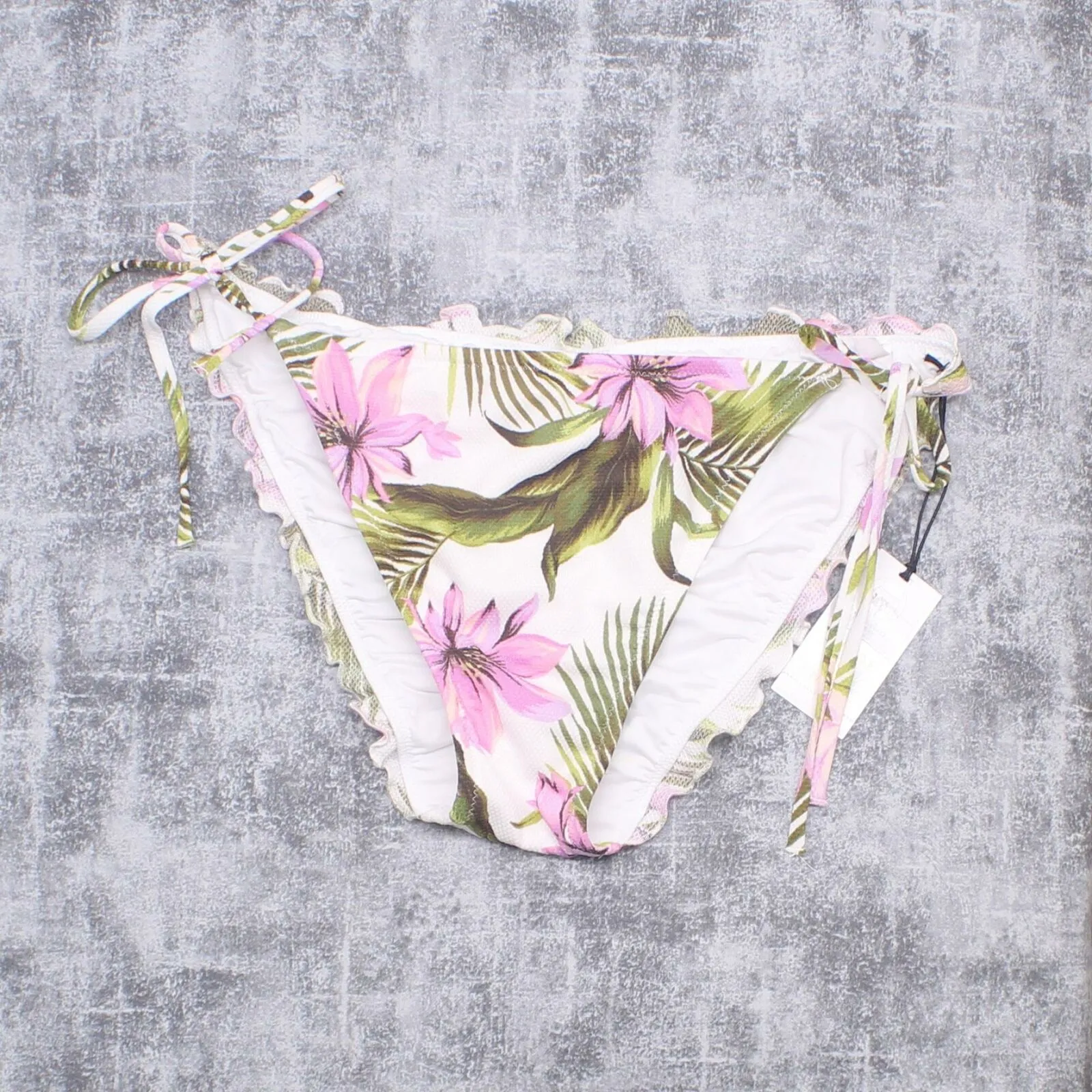 Shade & Shore Women's Textured Side Tie Ruffle Cheeky Bikini Bottom