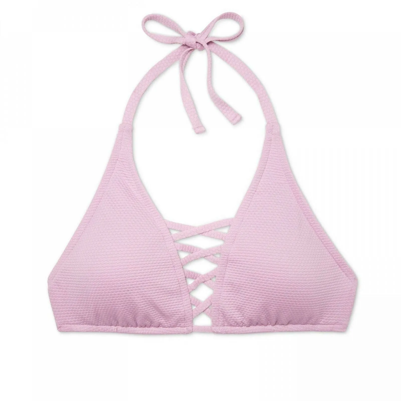 Shade & Shore Women's Textured Strappy Front Halter Bikini Top