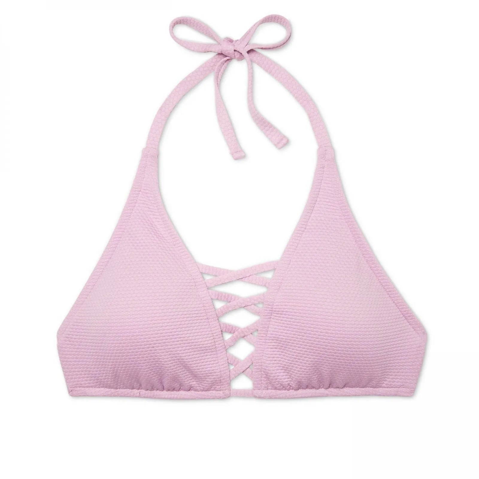 Shade & Shore Women's Textured Strappy Front Halter Bikini Top