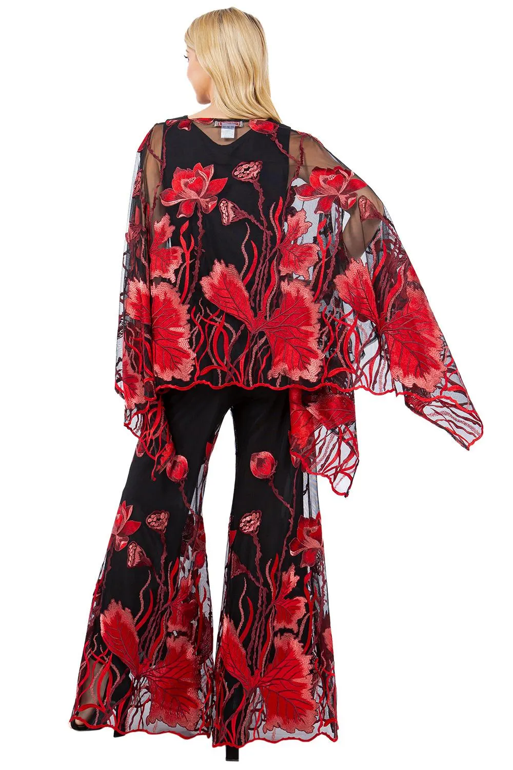 Shades of Red Embroidery Palazzo Pants