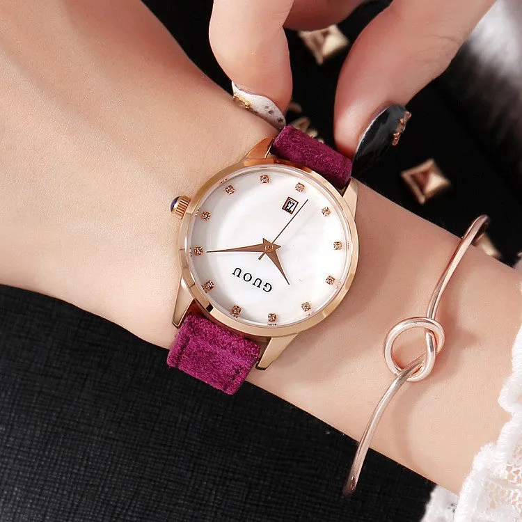 Shell Dial With Calendar Women's Watch