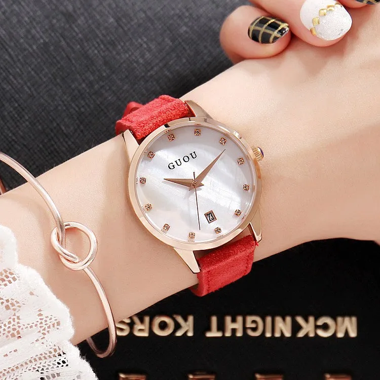 Shell Dial With Calendar Women's Watch