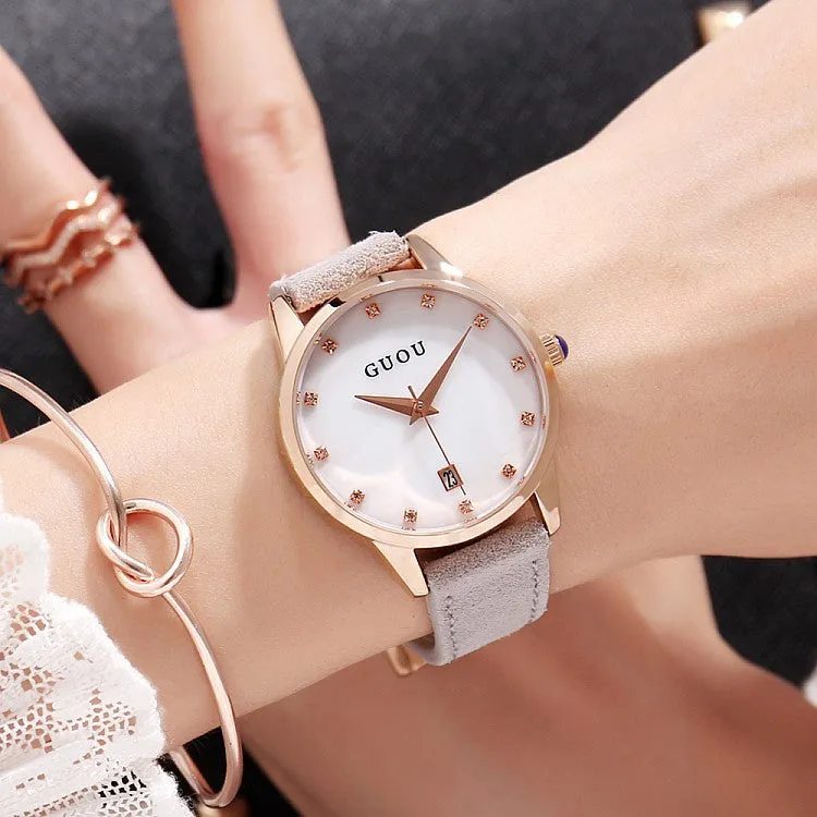Shell Dial With Calendar Women's Watch