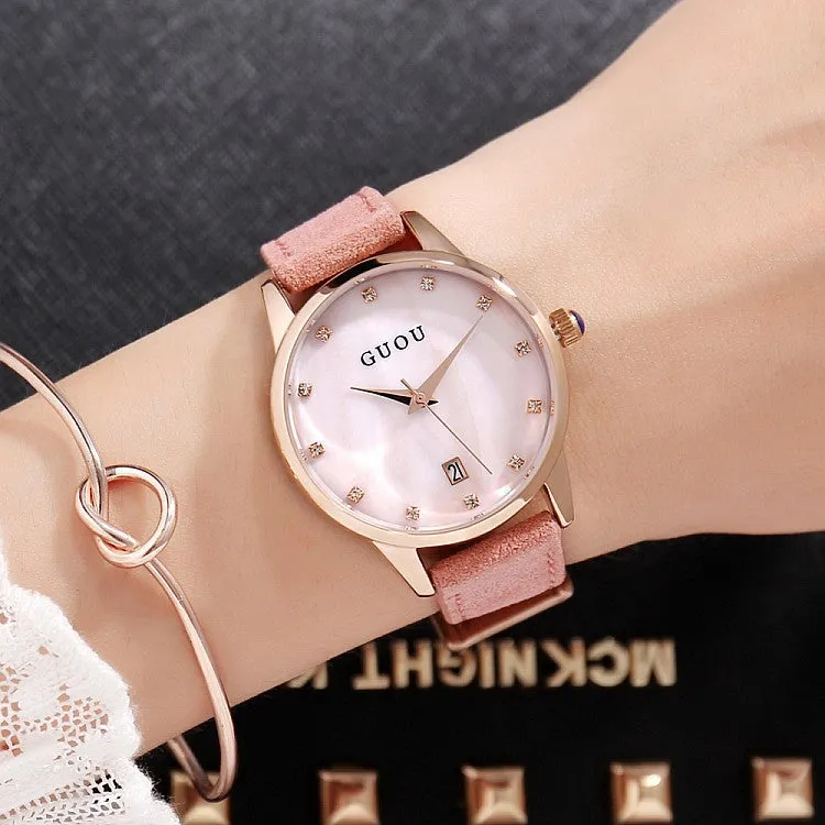 Shell Dial With Calendar Women's Watch