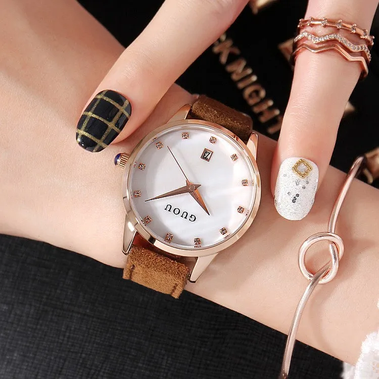 Shell Dial With Calendar Women's Watch
