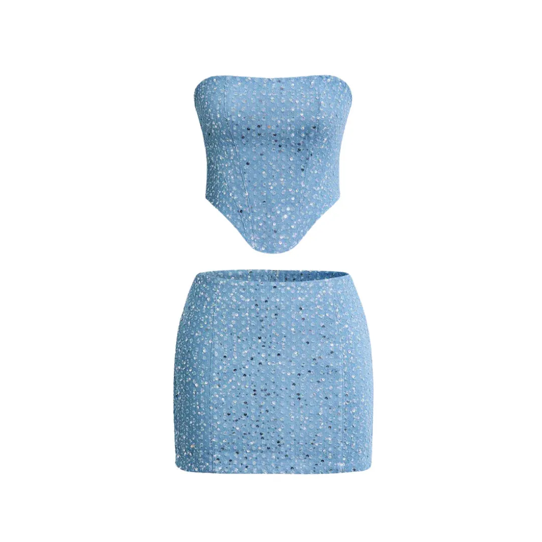 Shimmer Luxe™ | Women's Sequins Two-Piece Skirt Set | Sparkling Design, Comfortable Fit, Perfect for Parties