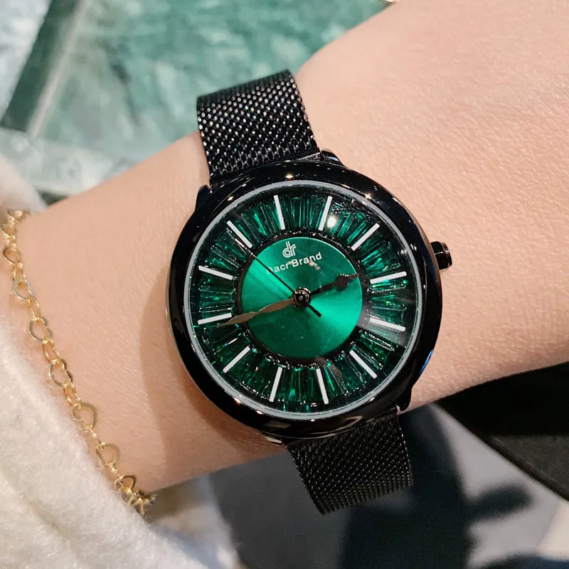 Shining Dial Mesh Strap Women's Wristwatch