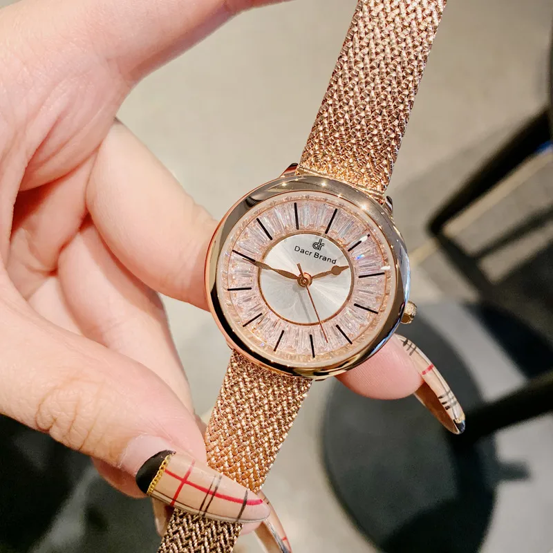 Shining Dial Mesh Strap Women's Wristwatch