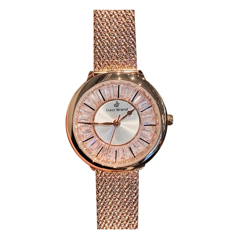 Shining Dial Mesh Strap Women's Wristwatch