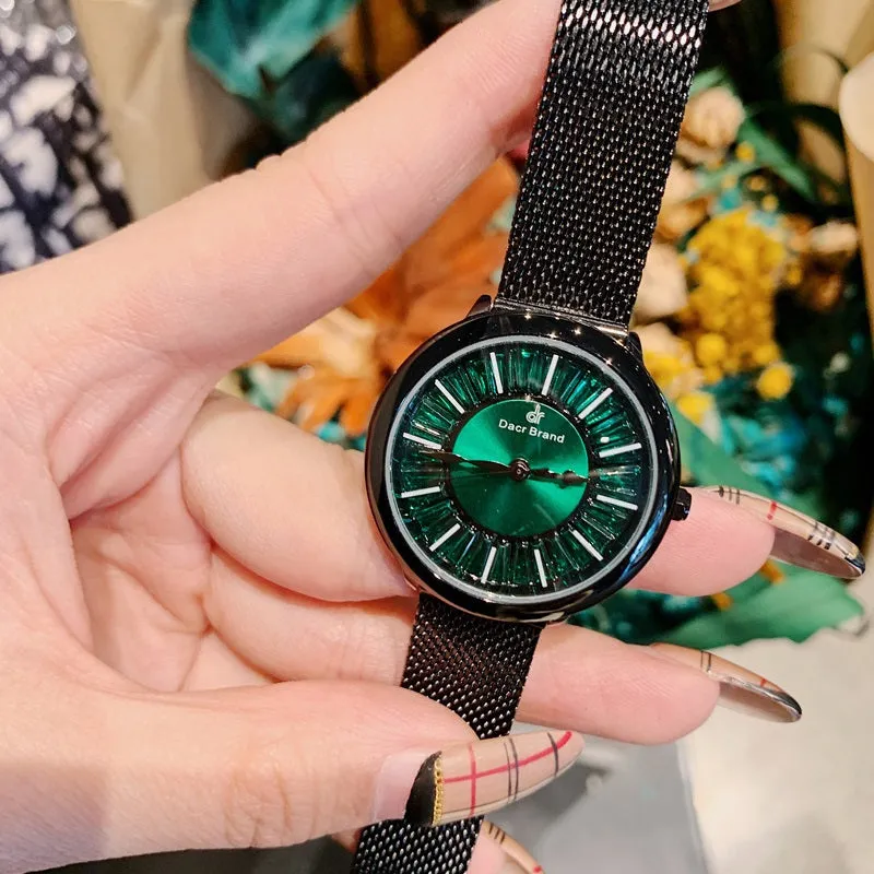 Shining Dial Mesh Strap Women's Wristwatch