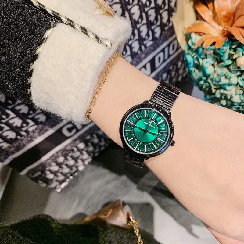 Shining Dial Mesh Strap Women's Wristwatch