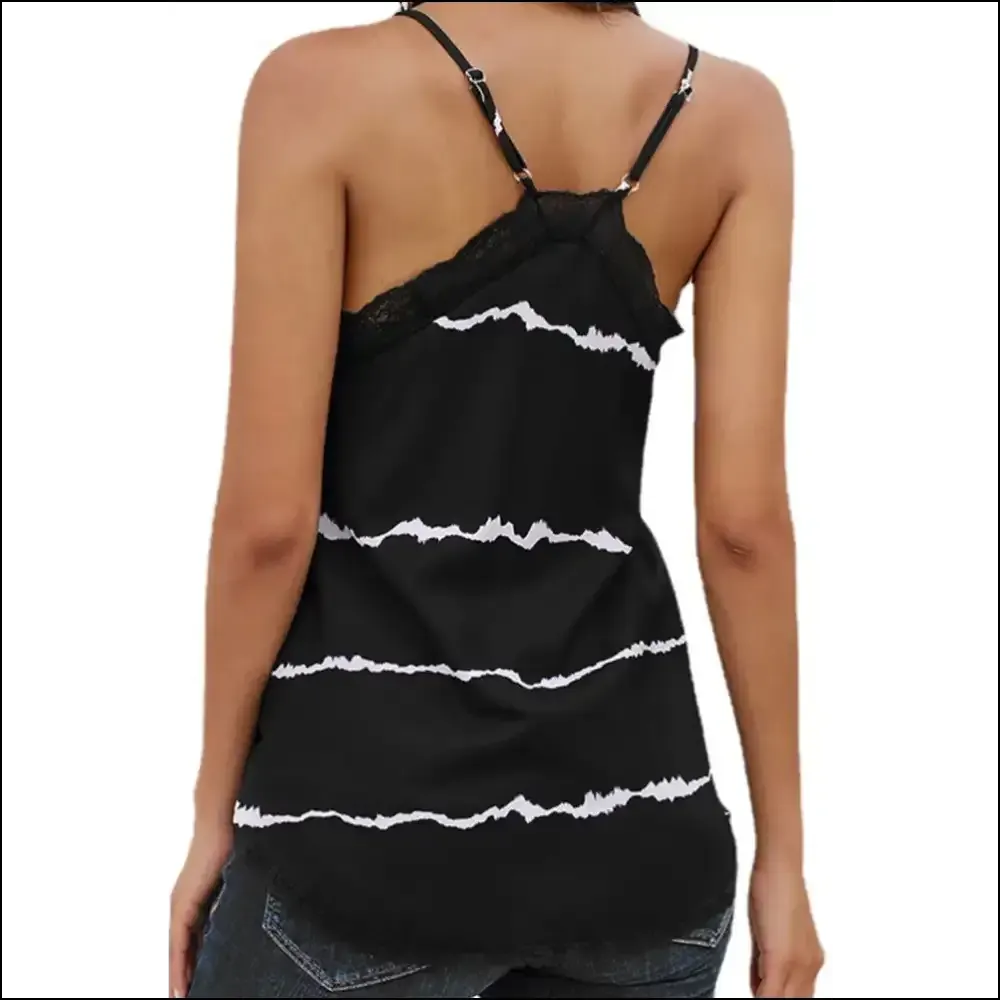 Shiny Lace Detail V-Neck Cami