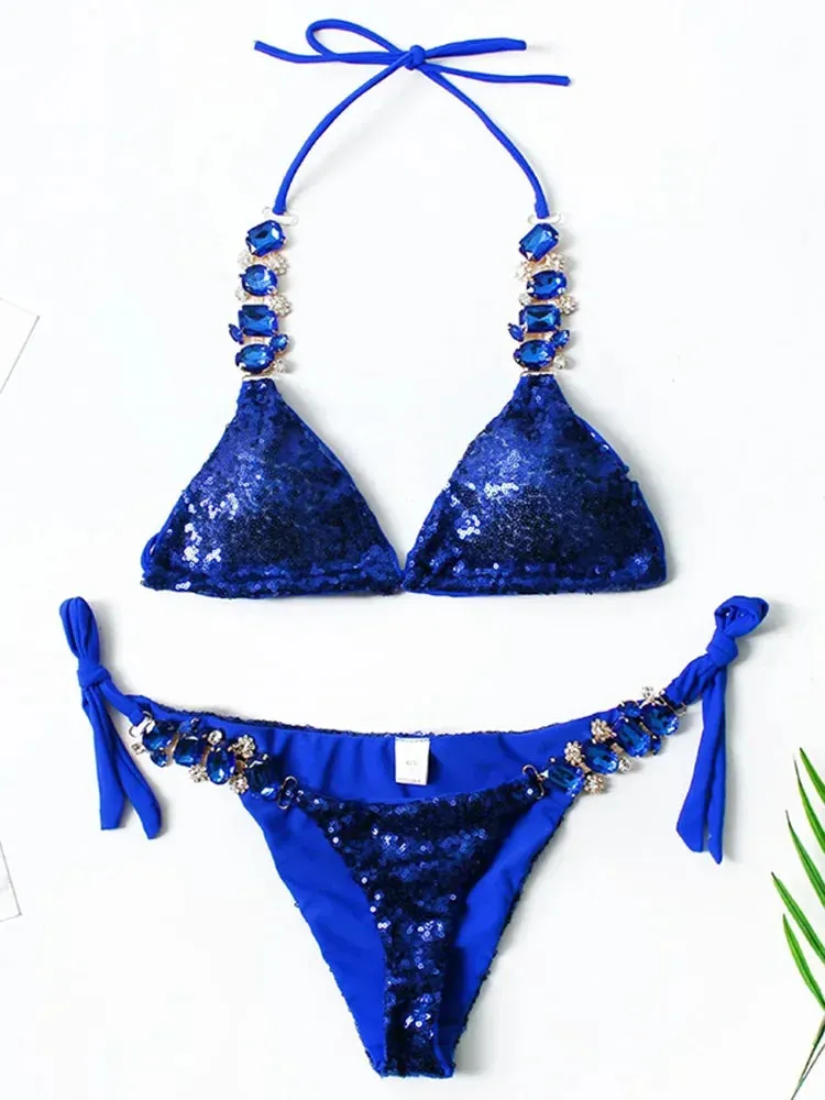 Shiny Sequins Rhinestone Diamond Bikini set