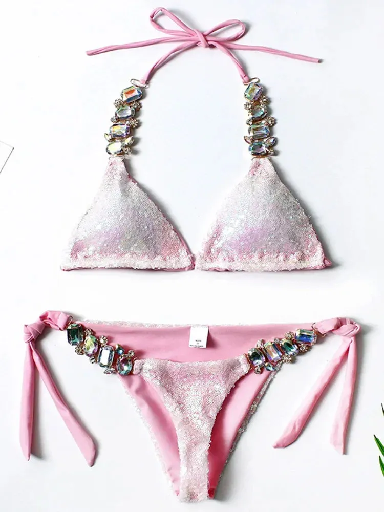 Shiny Sequins Rhinestone Diamond Bikini set