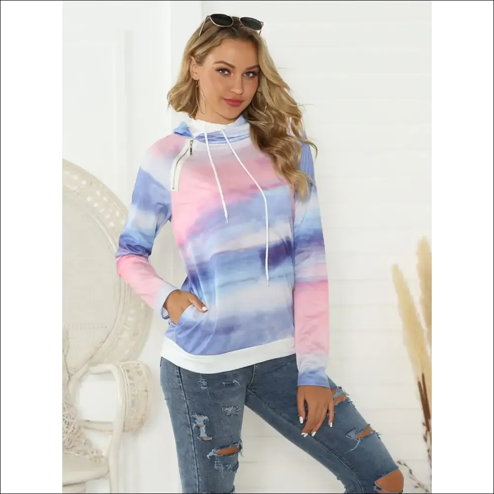 Shiny Tie-Dye Long Sleeve Hoodie