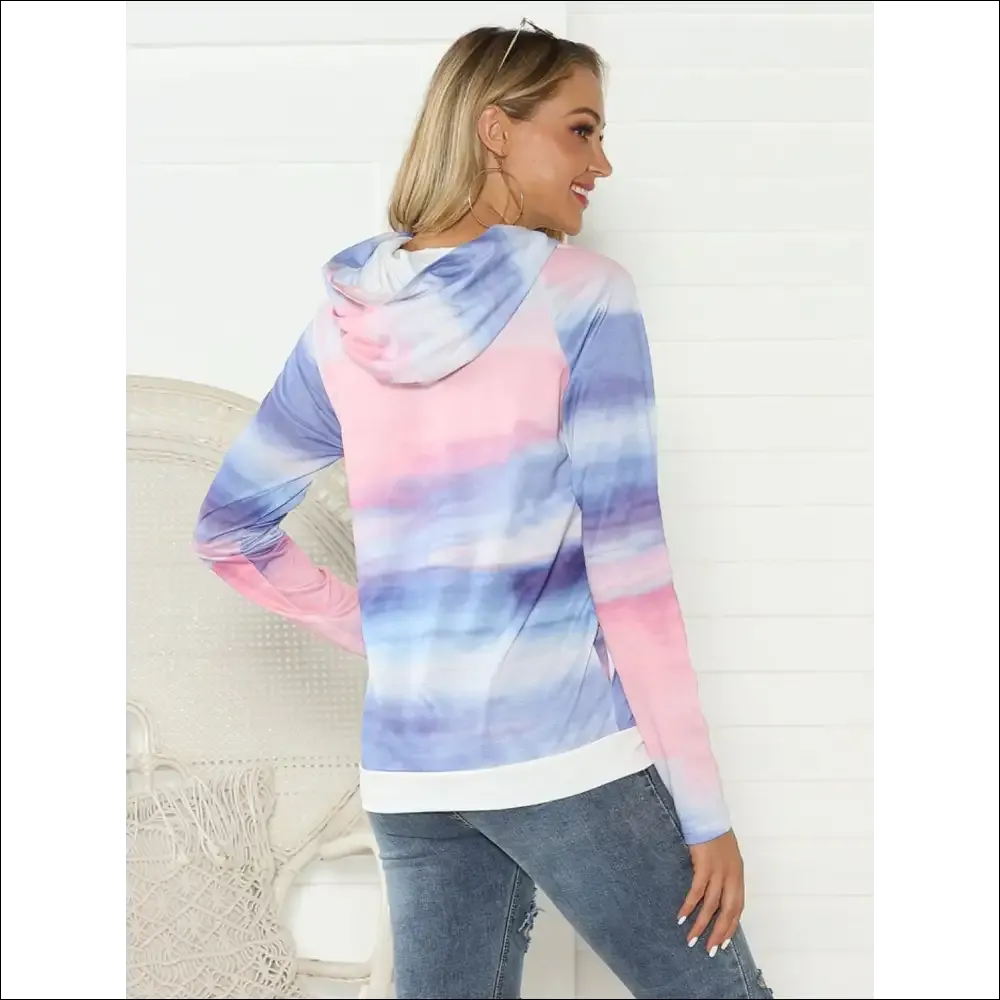 Shiny Tie-Dye Long Sleeve Hoodie