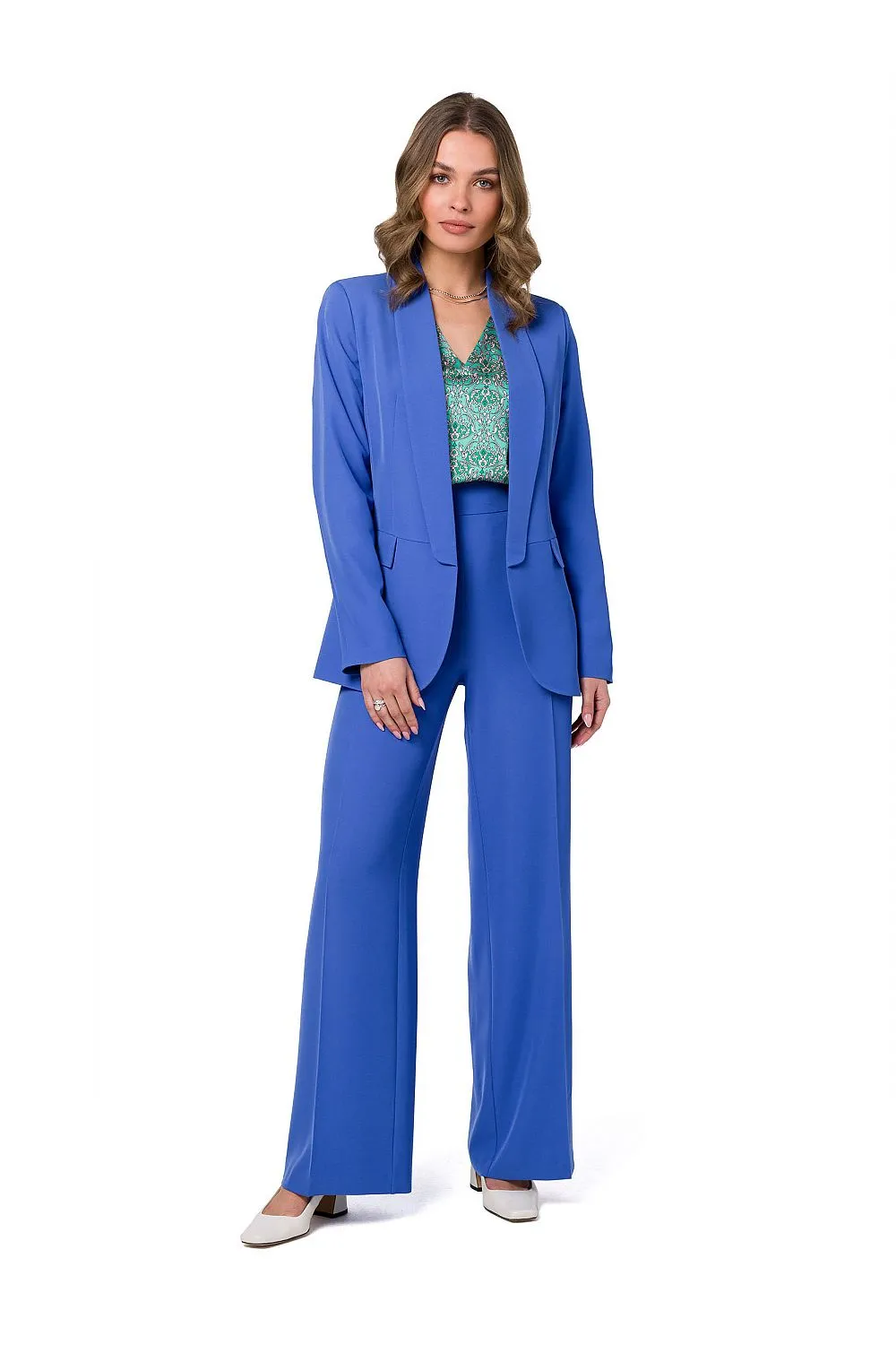 Shiny Unbuttoned Blazer with Pockets