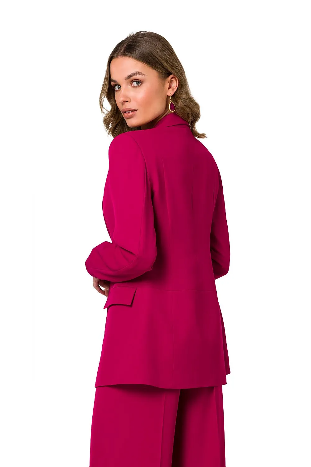 Shiny Unbuttoned Blazer with Pockets