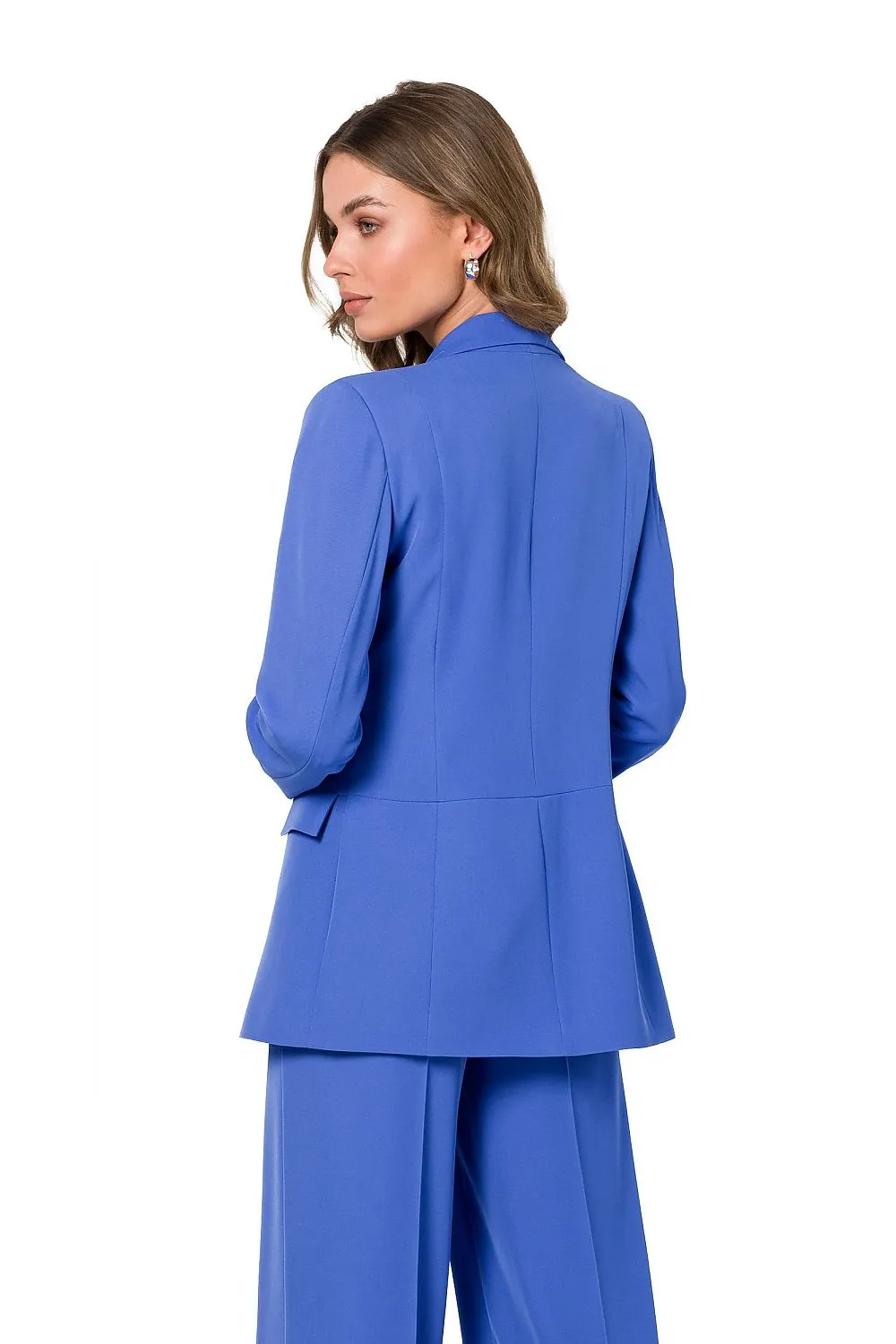 Shiny Unbuttoned Blazer with Pockets