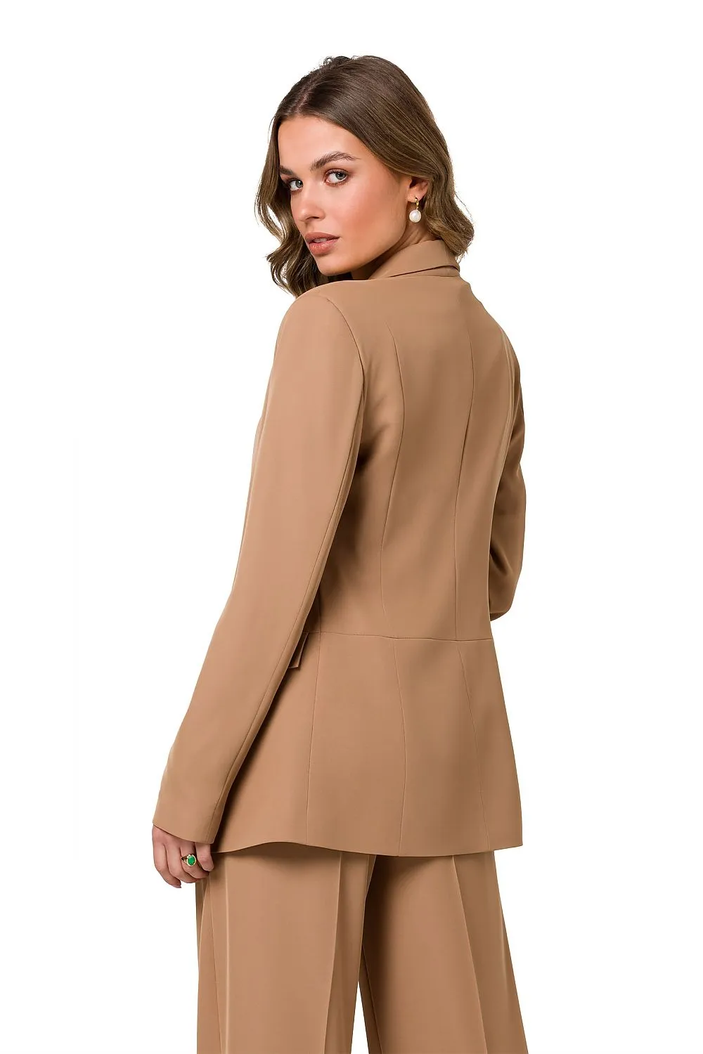 Shiny Unbuttoned Blazer with Pockets