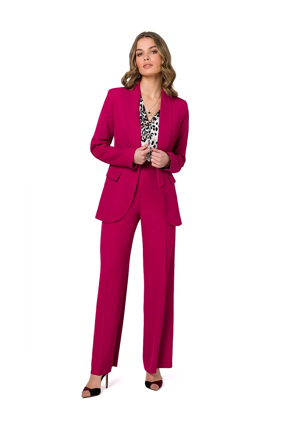 Shiny Unbuttoned Blazer with Pockets