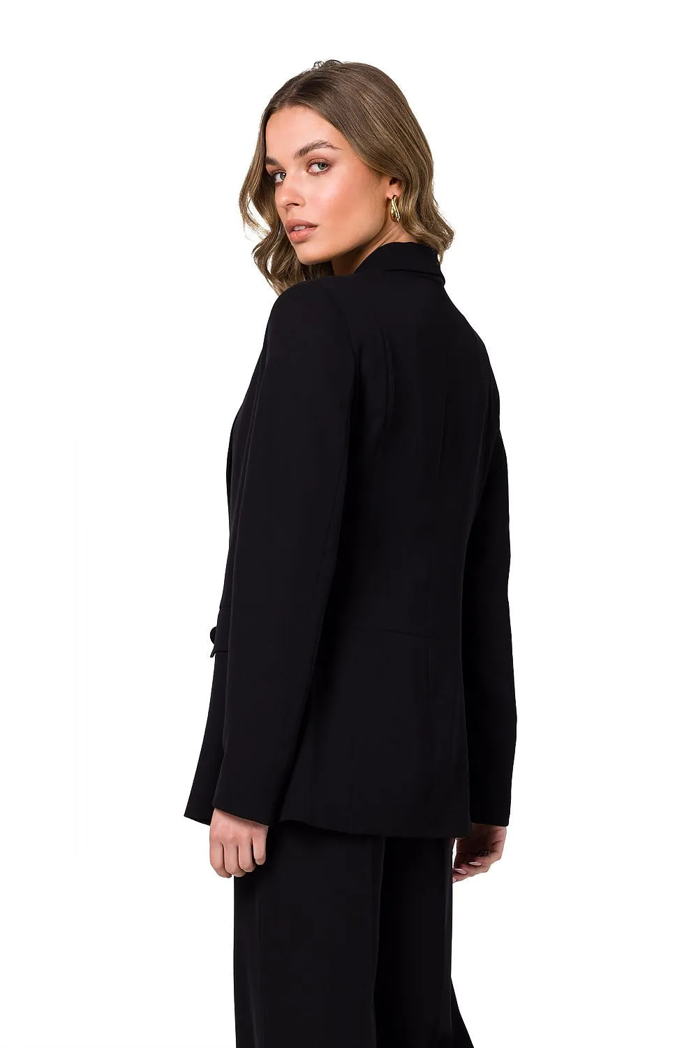 Shiny Unbuttoned Blazer with Pockets