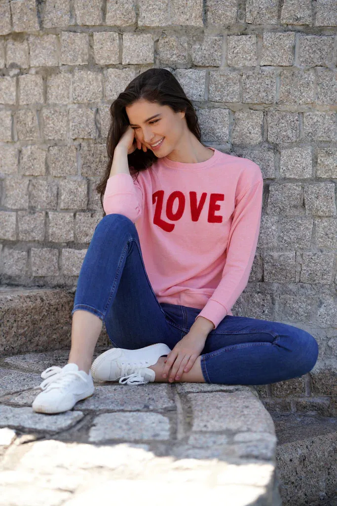 SHIRALEAH "LOVE" SWEATSHIRT IN PINK