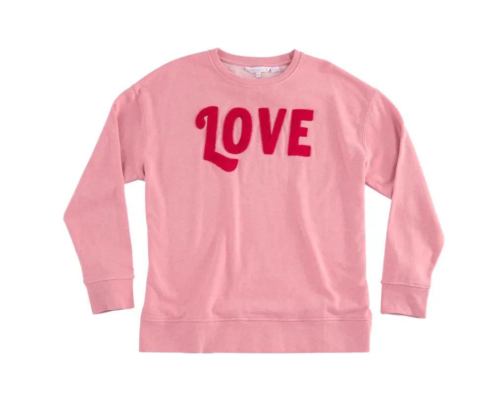 SHIRALEAH "LOVE" SWEATSHIRT IN PINK