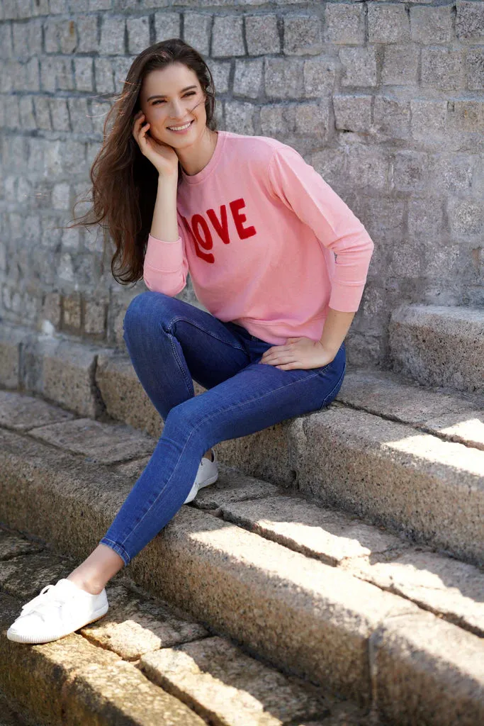 SHIRALEAH "LOVE" SWEATSHIRT IN PINK