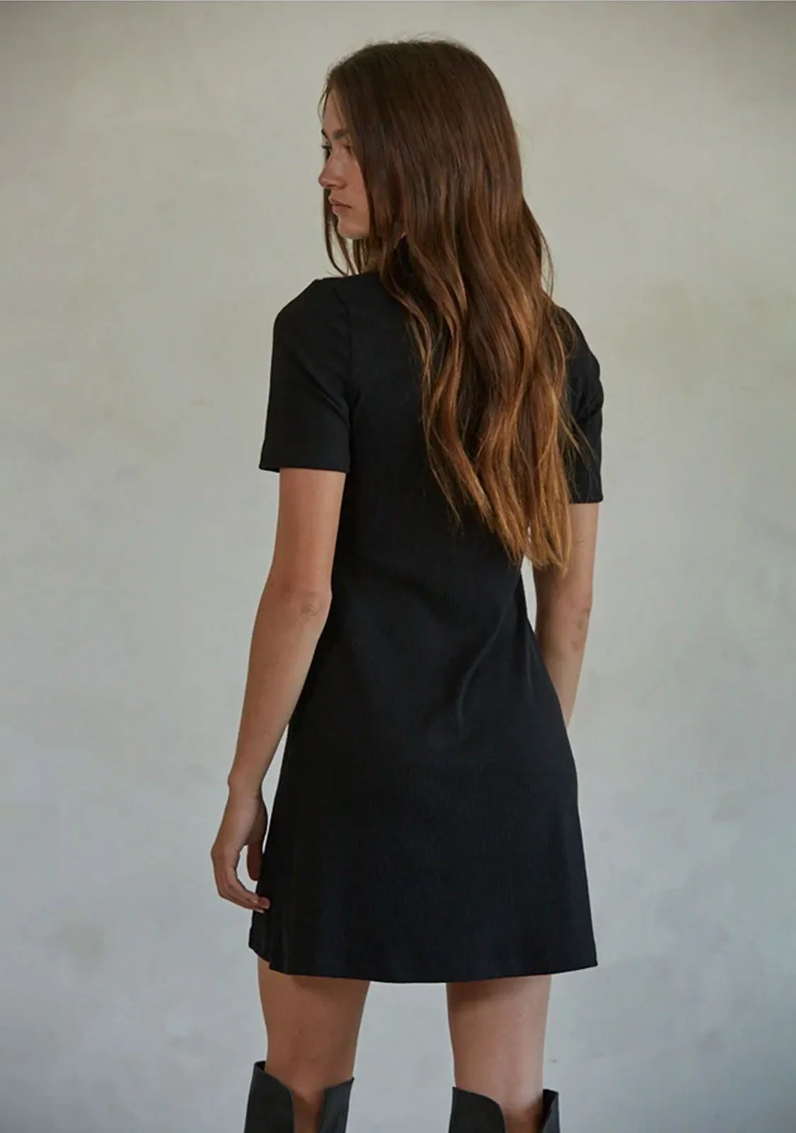 Short Sleeve Mock Neck Mini Dress