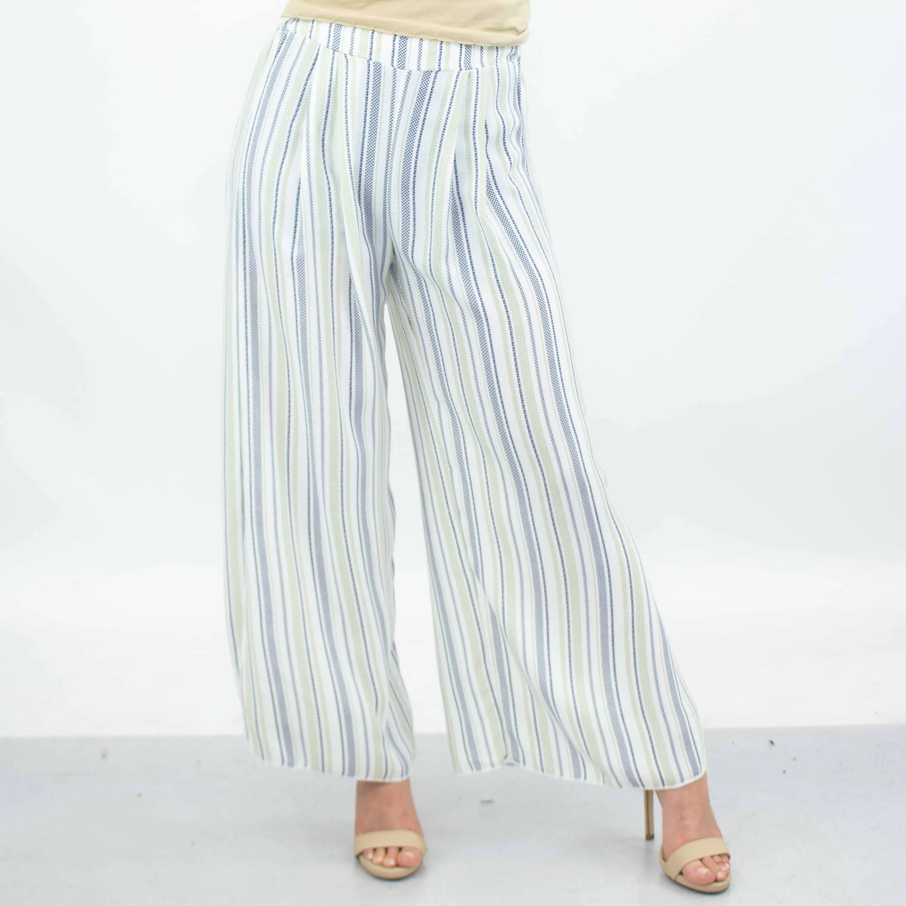Side Slit Wide Leg Pants-Green